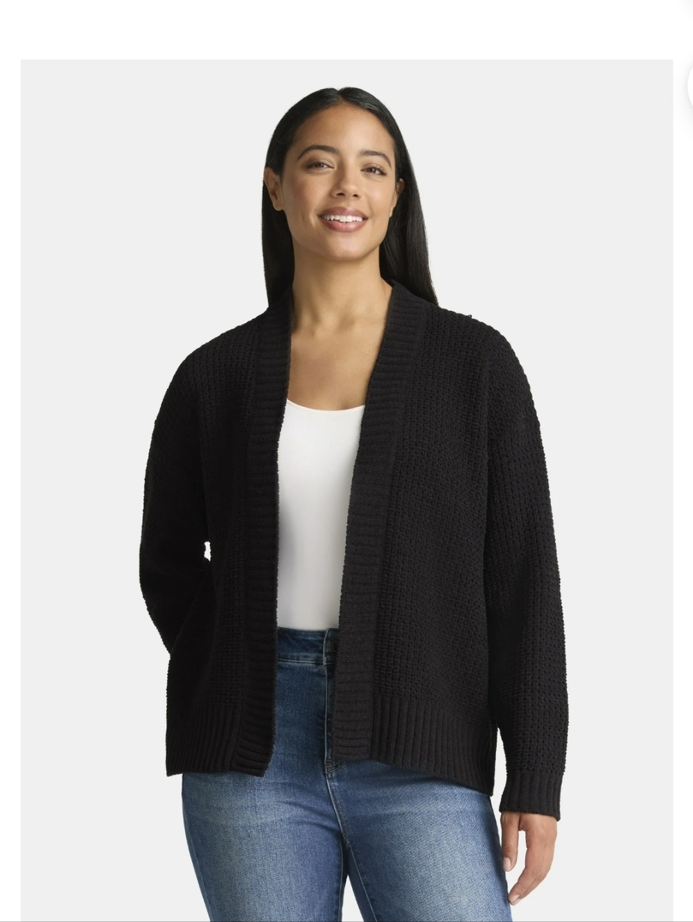 Time and Tru Women's and Women's Plus Chenille Cardigan Sweater, Midweight